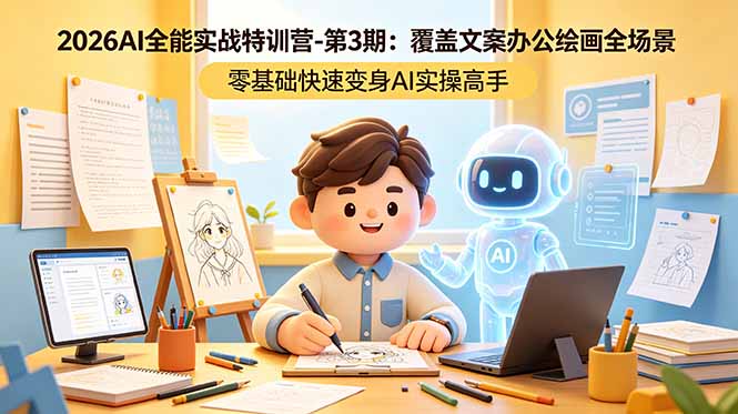 2026AI全能实战特训营-第3期：覆盖文案办公绘画全场景 零基础快速变身AI实操高手-轻创终点站