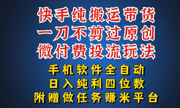 最新黑科技快手搬运带货方法，手机就能操作，轻松带你日入四位数【揭秘】-轻创终点站