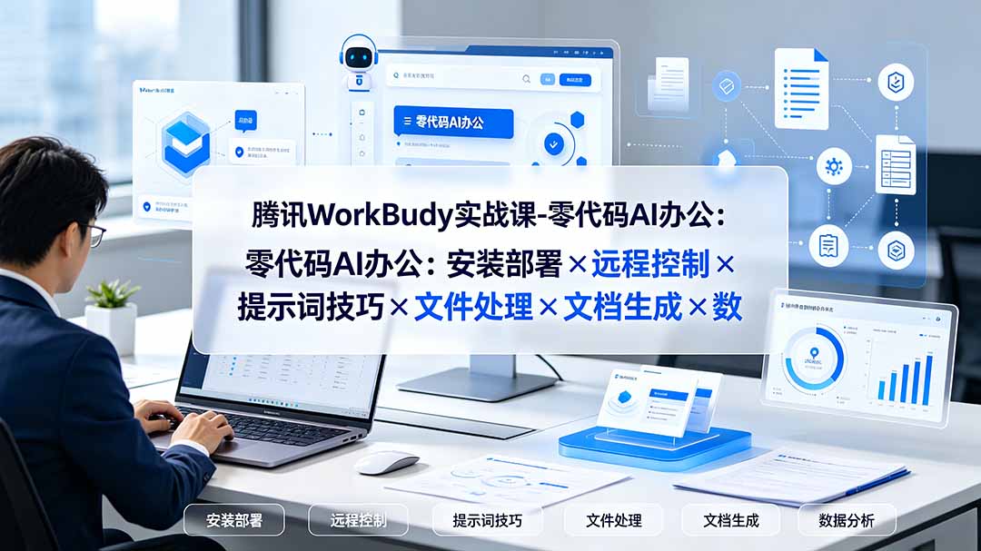 腾讯WorkBuddy实战课-零代码AI办公：安装部署×远程控制×提示词技巧×文件处理×文档生成×数据分析-轻创终点站