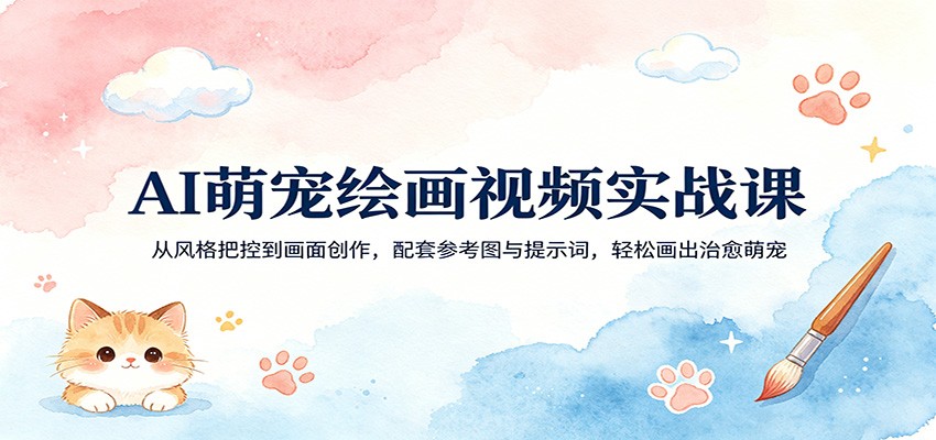 AI萌宠绘画视频实战课:从风格把控到画面创作,配套参考图与提示词,轻松画出治愈萌宠-轻创终点站