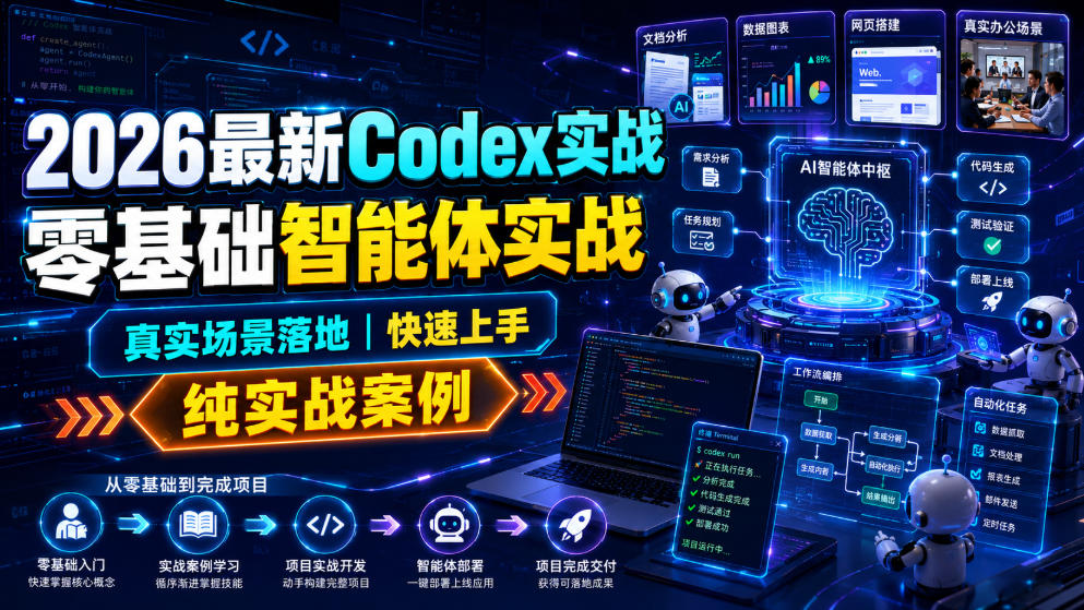 2026最新Codex实战零基础智能体实战,真实场景落地,快速上手,纯实战案例-轻创终点站