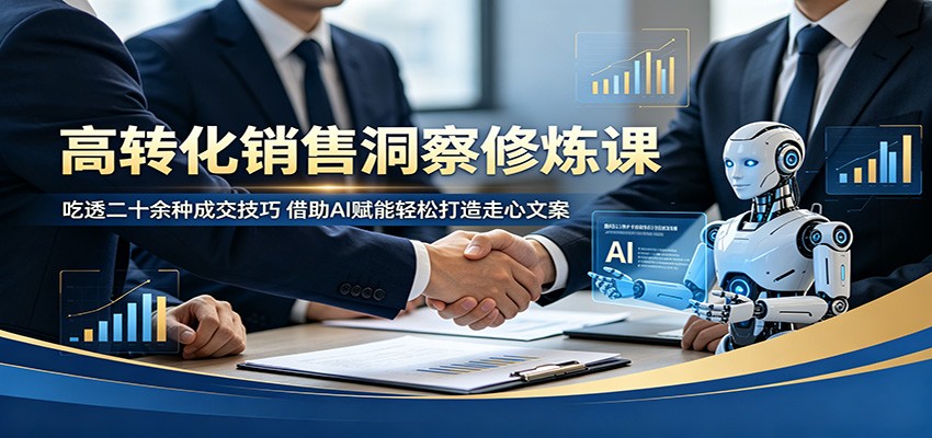 高转化销售洞察修炼课：吃透二十余种成交技巧，借助AI赋能轻松打造走心文案-轻创终点站