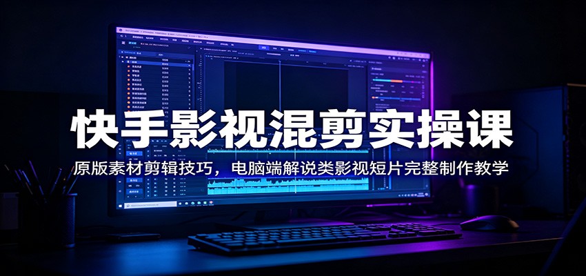 快手影视混剪实操课：原版素材剪辑技巧，电脑端解说类影视短片完整制作教学-轻创终点站