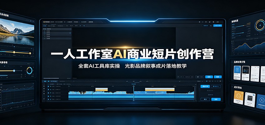 一人工作室AI商业短片创作营：全套AI工具库实操，光影品牌叙事成片落地教学-轻创终点站
