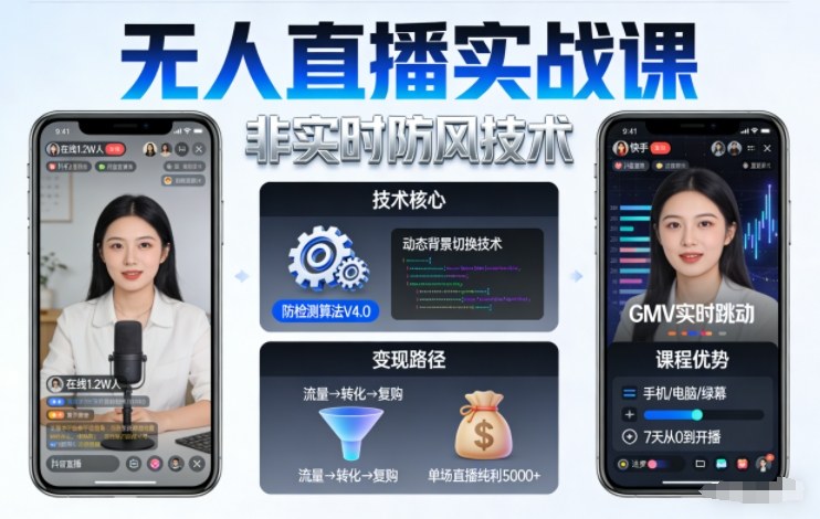 宝子哥无人直播实战课，非实时防风技术，聚焦抖音快手等平台直播带货，轻松开启直播变现之路(更新2026年07月02日)-轻创终点站
