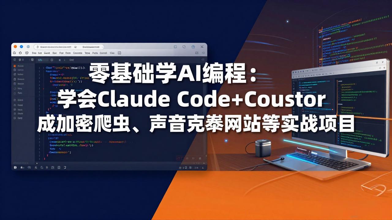 零基础学AI编程：学会Claude Code+Cursor完成加密爬虫、声音克隆网站等实战项目-轻创终点站