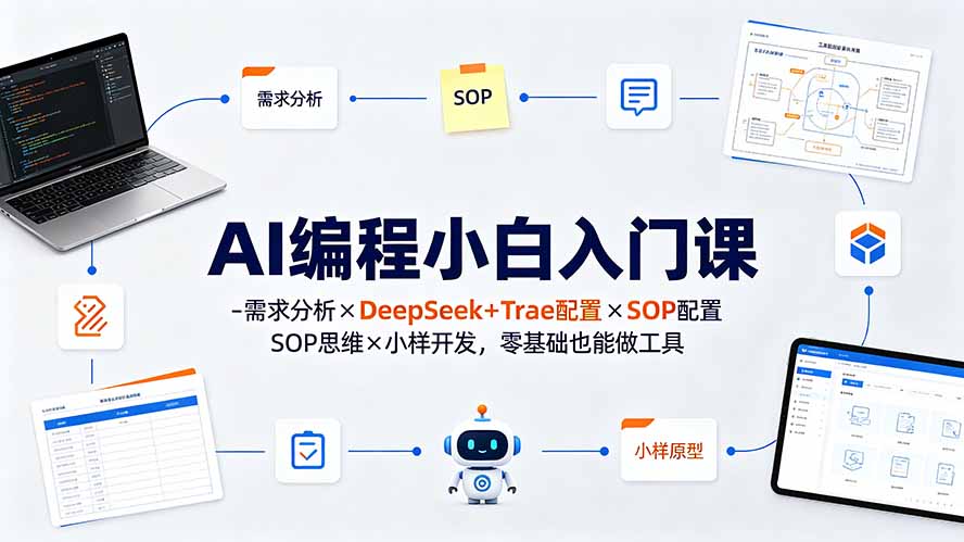 AI编程小白入门课-需求分析×DeepSeek+Trae配置×SOP思维×小样开发，零基础也能做工具-轻创终点站