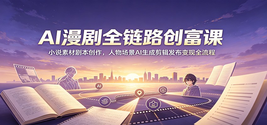 AI漫剧全链路创富课：小说素材剧本创作，人物场景AI生成剪辑发布变现全流程-轻创终点站