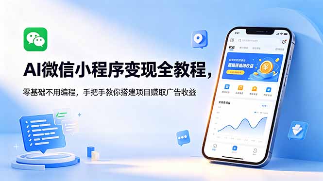 AI微信小程序变现全教程，零基础不用编程，手把手教你搭建项目赚取广告收益-轻创终点站
