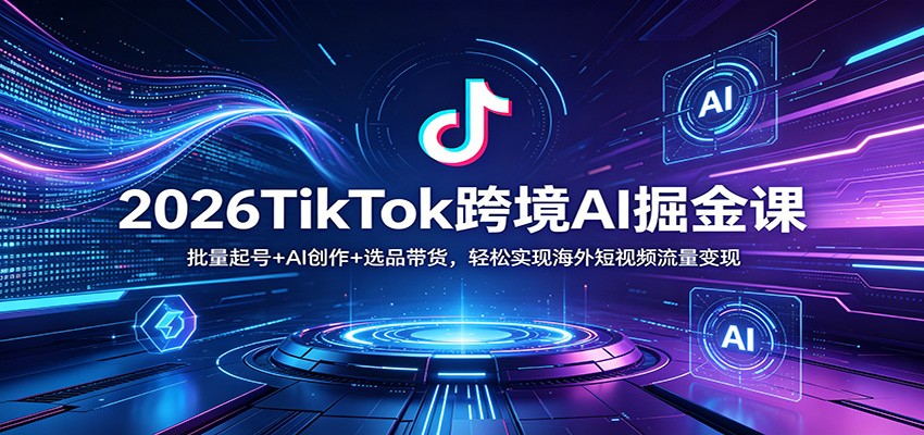 2026TikTok跨境AI掘金课：批量起号+AI创作+选品带货，轻松实现海外短视频流量变现-轻创终点站