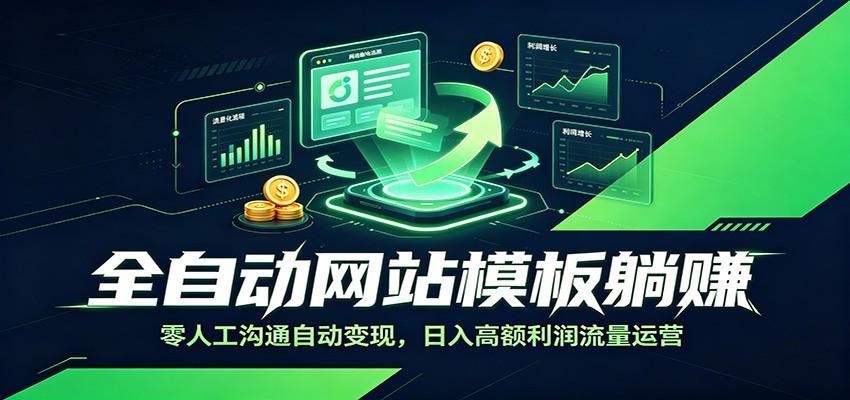 全自动网站模板躺赚：零人工沟通自动变现，日入高额利润流量运营-轻创终点站