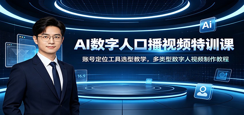 AI数字人口播视频特训课:账号定位工具选型教学,多类型数字人视频制作教程-轻创终点站