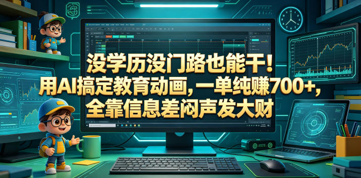 没学历没门路也能干！用AI搞定教育动画，一单纯賺700+，全靠信息差闷声发大财【揭秘】-轻创终点站