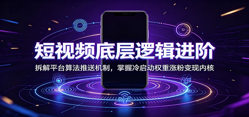 短视频底层逻辑进阶：拆解平台算法推送机制，掌握冷启动权重涨粉变现内核-轻创终点站