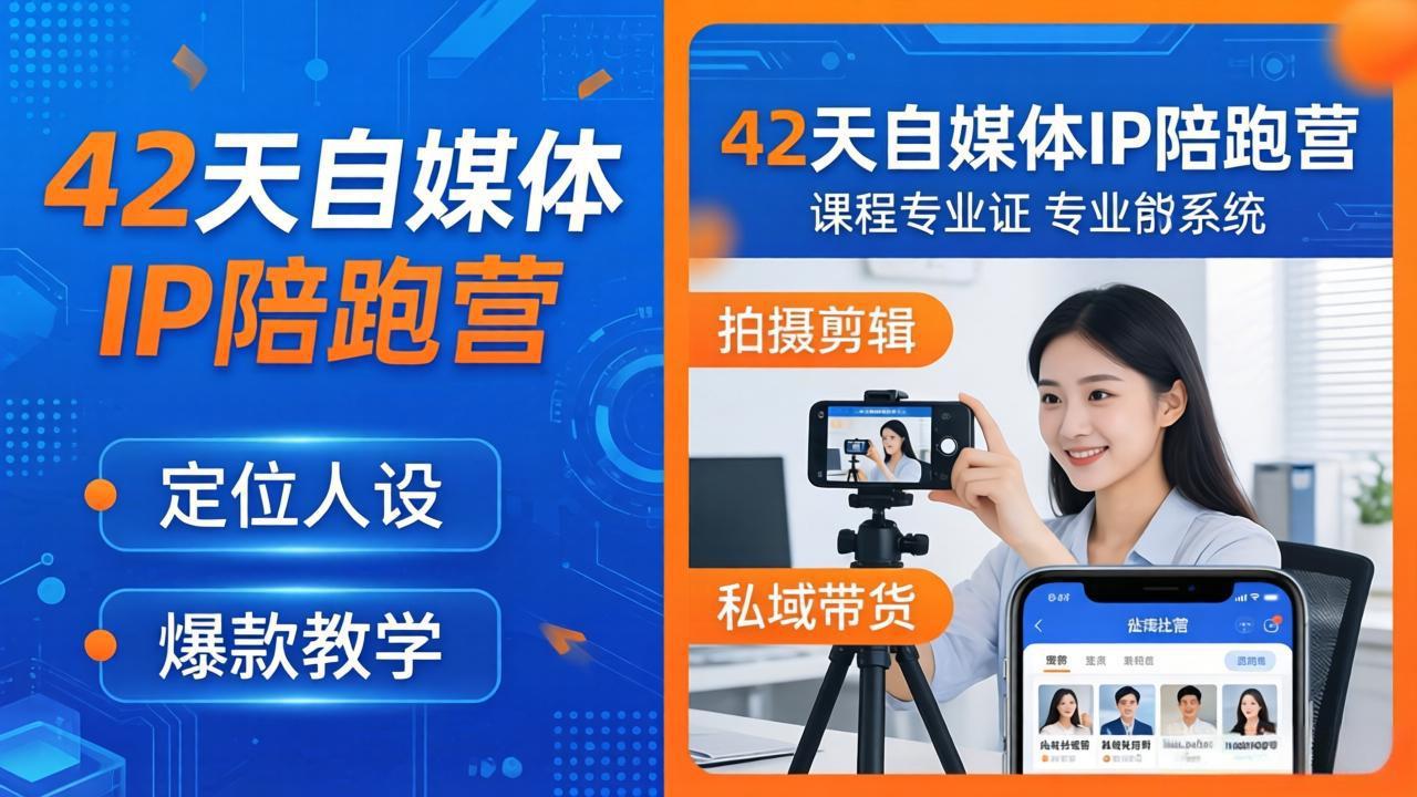 42天自媒体IP陪跑营-26年4月19更新：定位人设爆款全教学，拍摄剪辑私域带货一站式落地-轻创终点站