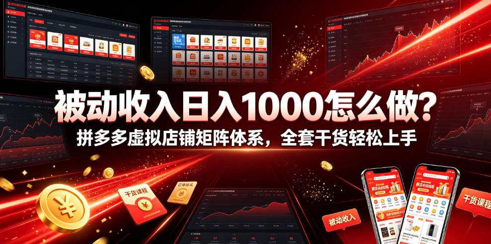 被动收入日入1000怎么做?拼多多虚拟店铺矩阵体系,全套干货轻松上手【揭秘】-轻创终点站