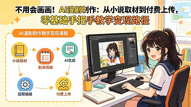 不用会画画！AI漫剧制作：从小说取材到付费上传，零基础手把手教学变现路径(更新-轻创终点站