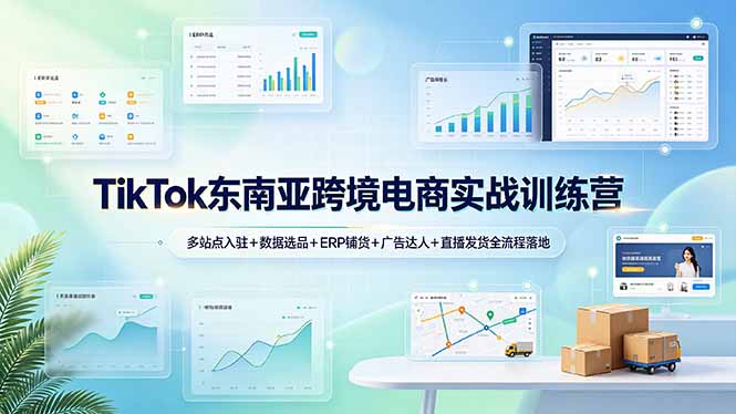 TikTok东南亚跨境电商实战训练营:多站点入驻+数据选品+ERP铺货+广告达人+直播发货全流程落地-轻创终点站