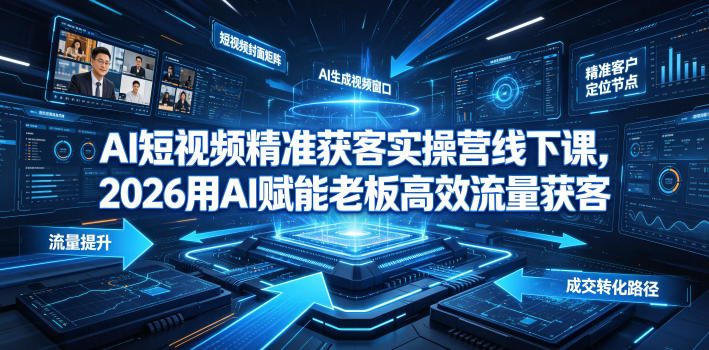AI短视频精准获客实操营6月10-14号线下课,2026用AI赋能老板高效流量获客-轻创终点站