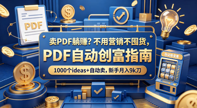 卖PDF躺賺？不用营销不囤货，PDF自动创富指南，1000个ideas+自动卖，新手月入9k刀【原创双语字幕】-轻创终点站