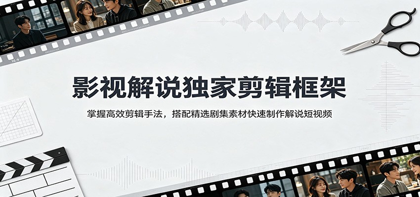 影视解说独家剪辑框架:掌握高效剪辑手法,搭配精选剧集素材快速制作解说短视频-轻创终点站