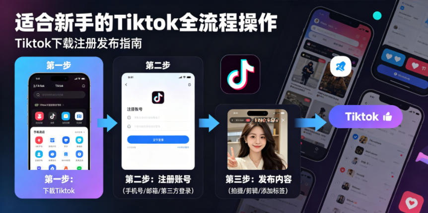 Tiktok下载注册发布，适合新手的Tiktok全流程操作-轻创终点站
