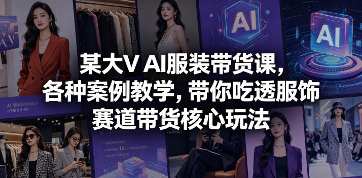某大V AI服装带货课，各种案例教学，带你吃透服饰赛道带货核心玩法-轻创终点站