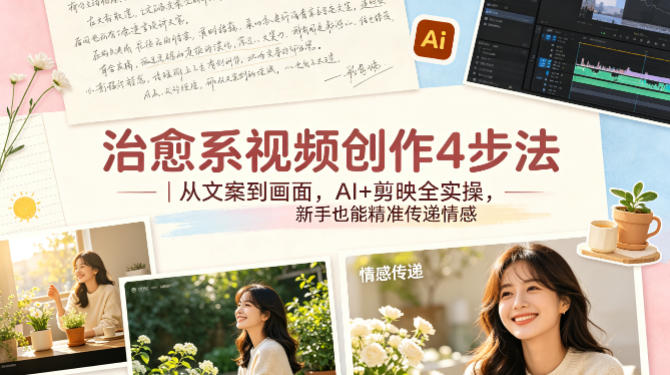 治愈系视频创作4步法｜从文案到画面，AI+剪映全实操，新手也能精准传递情感-轻创终点站