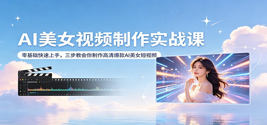 AI美女视频制作实战课：零基础快速上手，三步教会你制作高清爆款AI美女短视频-轻创终点站