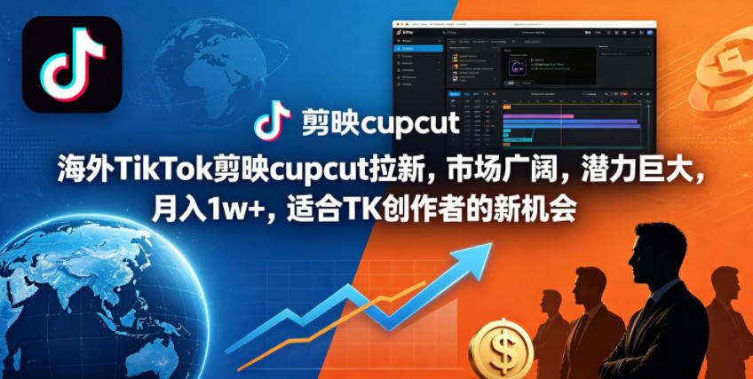 海外TikTok剪映cupcut拉新,市场广阔,潜力巨大,月入1w+,适合TK创作者的新机会-轻创终点站