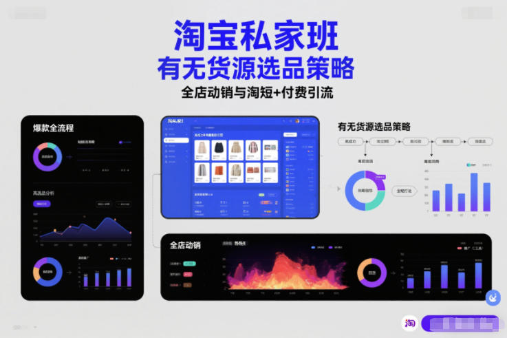 淘宝私家班，有无货源选品策略，高成功率爆款全流程打法，全店动销与淘短+付费引流(更新2026年4月)-轻创终点站
