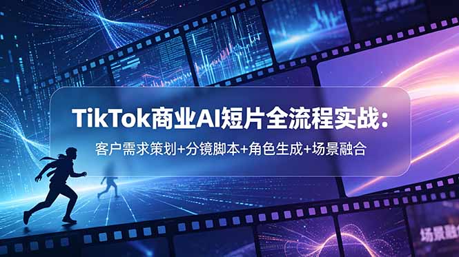 TikTok商业AI短片全流程实战：客户需求策划+分镜脚本+角色生成+场景融合-轻创终点站
