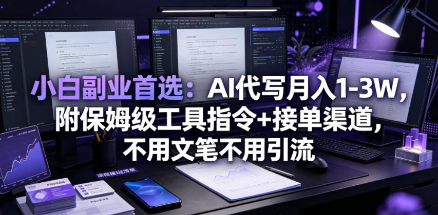 小白副业首选:AI代写月入1-3W,附保姆级工具指令+接单渠道,不用文笔不用引流【揭秘】-轻创终点站