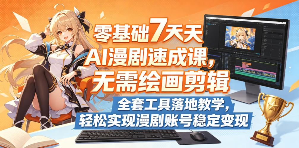 零基础7天AI漫剧速成课,无需绘画剪辑,全套工具落地教学,轻松实现漫剧账号稳定变现-轻创终点站
