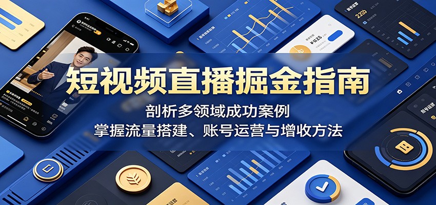 短视频直播掘金指南：剖析多领域成功案例，掌握流量搭建、账号运营与增收方法-轻创终点站