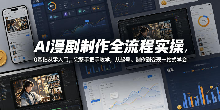 AI漫剧制作全流程实操，0基础从零入门，完整手把手教学，从起号、制作到变现一站式学会-轻创终点站