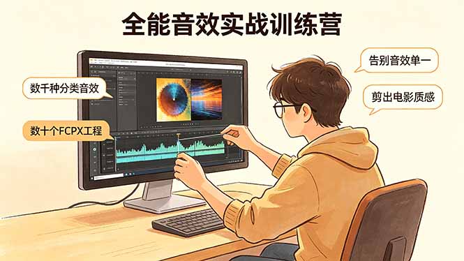 全能音效实战训练营：数千种分类音效+数十个FCPX工程，告别音效单一，剪出电影质感-轻创终点站