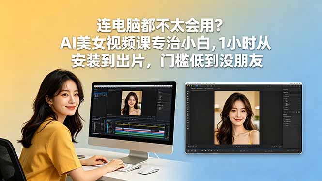 连电脑都不太会用？AI美女视频课专治小白，1小时从安装到出片，门槛低到没朋友-轻创终点站