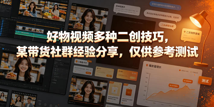 好物视频多种二创技巧，某带货社群经验分享，仅供参考测试-轻创终点站