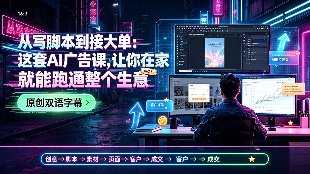 从写脚本到接大单:这套AI广告课,让你在家就能跑通整个生意【原创双语字幕】-轻创终点站