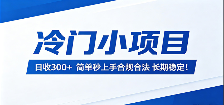 冷门小项目，日收300＋，简单秒上手合规合法，长期稳定！-轻创终点站