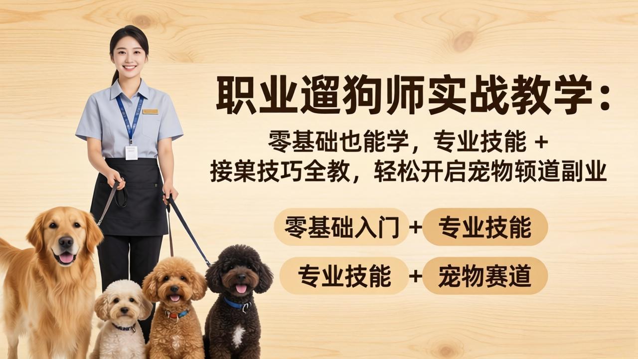职业遛狗师实战教学：零基础也能学，专业技能 + 接单技巧全教，轻松开启宠物赛道副业-轻创终点站