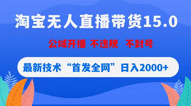 淘宝无人直播带货15.0，不封号，不违规，公域玩法，首发全网日入2000+-轻创终点站
