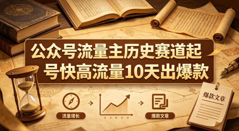 公众号流量主之历史赛道，起号快+高流量，10天就能出爆款！-轻创终点站