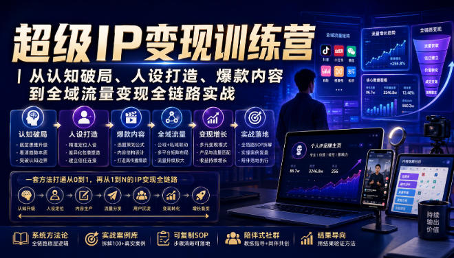 超级IP变现训练营|从认知破局、人设打造、爆款内容到全域流量变现全链路实战-轻创终点站