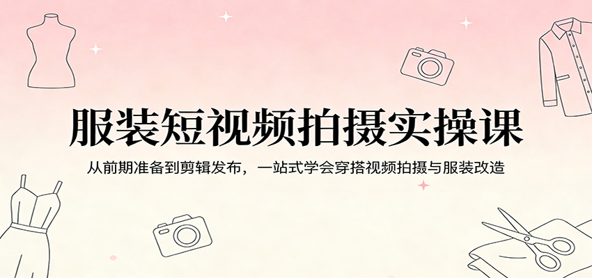 服装短视频拍摄实操课：从前期准备到剪辑发布，一站式学会穿搭视频拍摄与服装改造-轻创终点站