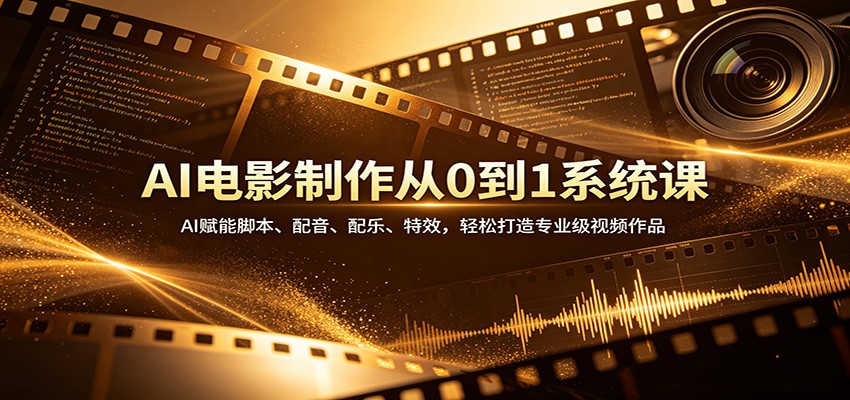 AI电影制作从0到1系统课：AI赋能脚本、配音、配乐、特效，轻松打造专业级视频作品-轻创终点站