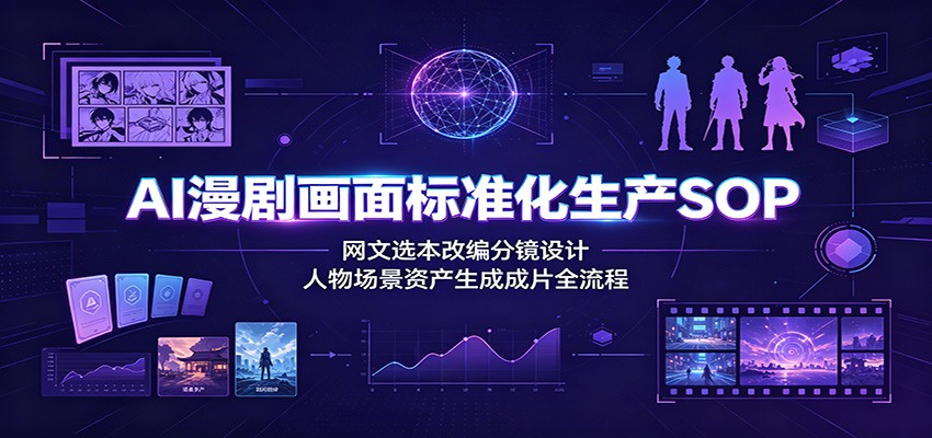 AI漫剧画面标准化生产SOP：网文选本改编分镜设计，人物场景资产生成成片全流程-轻创终点站