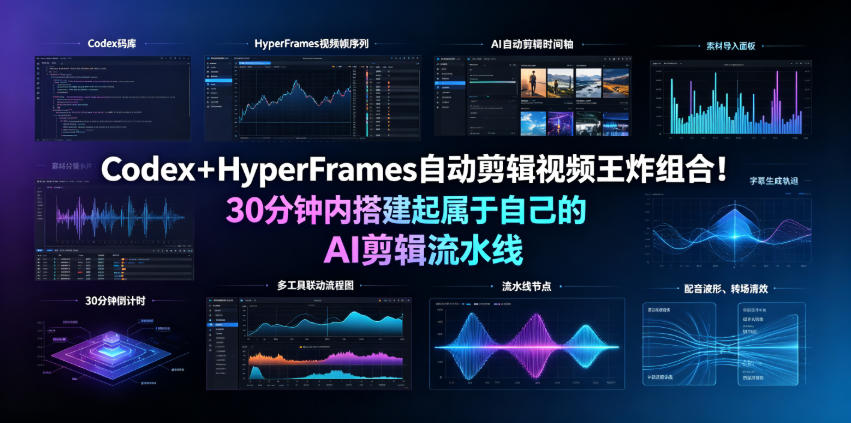 Codex＋HyperFrames自动剪辑视频王炸组合！30分钟内搭建起属于自己的AI剪辑流水线(完整版实操教程手册)-轻创终点站