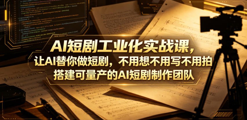 AI短剧工业化实战课，让AI替你做短剧，不用想不用写不用拍，搭建可量产的AI短剧制作团队-轻创终点站